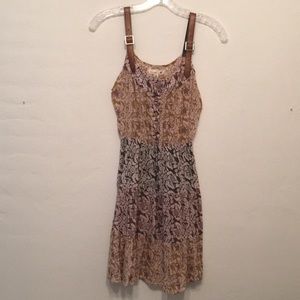 Floral prairie dress, leather straps
